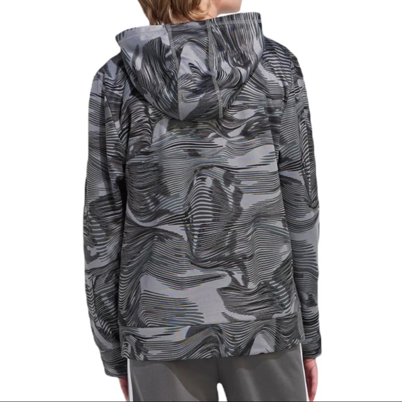 Adidas Warp Camo Badge of Sport Hoodie Sweatshirt Gray Black Large - Picture 3 of 7